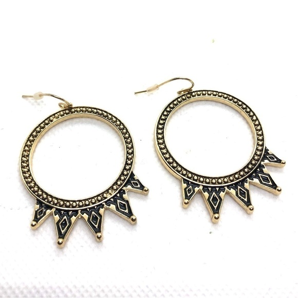 NWOT Jessica Simpson Gold Spike Hoop Earrings - Picture 1 of 7